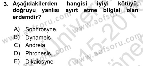 Etik Dersi 2015 - 2016 Yılı (Final) Dönem Sonu Sınav Soruları 3. Soru