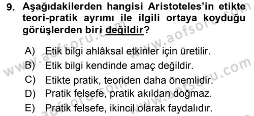 Etik Dersi 2015 - 2016 Yılı (Final) Dönem Sonu Sınav Soruları 9. Soru