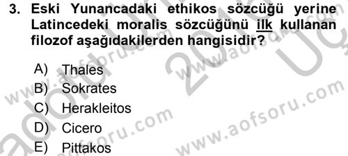 Etik Dersi 2016 - 2017 Yılı 3 Ders Sınav Soruları 3. Soru