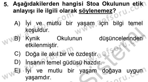 Etik Dersi 2016 - 2017 Yılı 3 Ders Sınav Soruları 5. Soru
