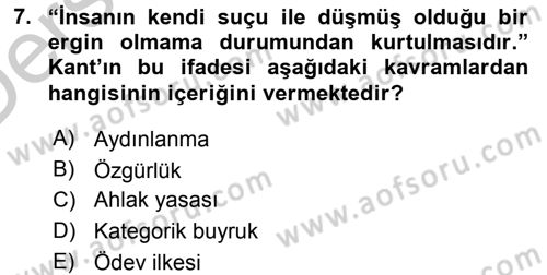 Etik Dersi 2016 - 2017 Yılı 3 Ders Sınav Soruları 7. Soru