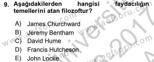 Etik Dersi Ara Sınavı Deneme Sınav Soruları 9. Soru