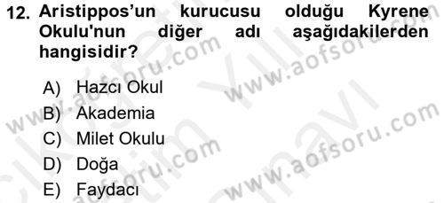 Etik Dersi Ara Sınavı Deneme Sınav Soruları 12. Soru