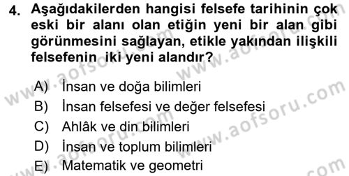Etik Dersi Ara Sınavı Deneme Sınav Soruları 4. Soru