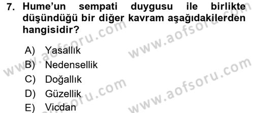 Etik Dersi 2017 - 2018 Yılı (Final) Dönem Sonu Sınav Soruları 7. Soru