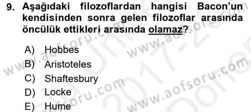 Etik Dersi 2017 - 2018 Yılı (Final) Dönem Sonu Sınav Soruları 9. Soru