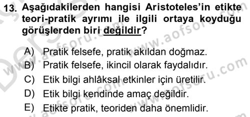 Etik Dersi 2018 - 2019 Yılı 3 Ders Sınav Soruları 13. Soru