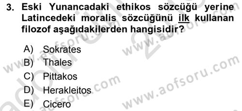Etik Dersi 2018 - 2019 Yılı 3 Ders Sınav Soruları 3. Soru