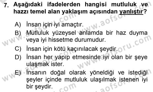 Etik Dersi 2018 - 2019 Yılı 3 Ders Sınav Soruları 7. Soru