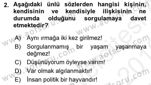 Etik Dersi Ara Sınavı Deneme Sınav Soruları 2. Soru