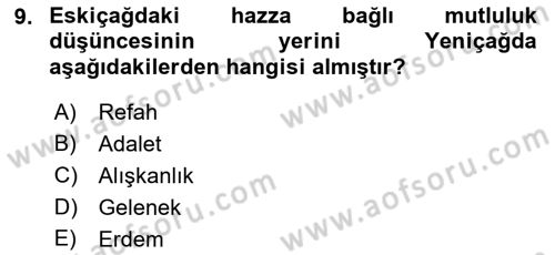 Etik Dersi Ara Sınavı Deneme Sınav Soruları 9. Soru