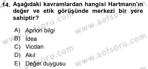 Etik Dersi 2018 - 2019 Yılı Yaz Okulu Sınav Soruları 14. Soru