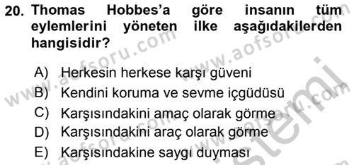 Etik Dersi 2018 - 2019 Yılı Yaz Okulu Sınav Soruları 20. Soru