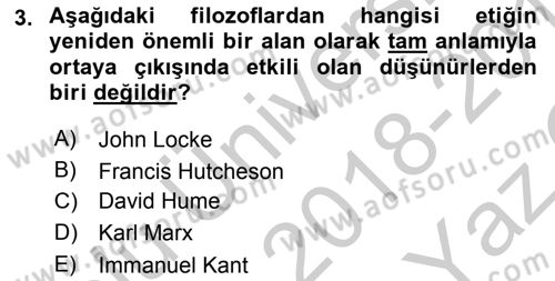 Etik Dersi 2018 - 2019 Yılı Yaz Okulu Sınav Soruları 3. Soru