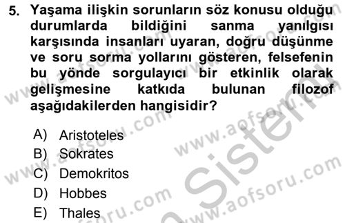 Etik Dersi 2018 - 2019 Yılı Yaz Okulu Sınav Soruları 5. Soru