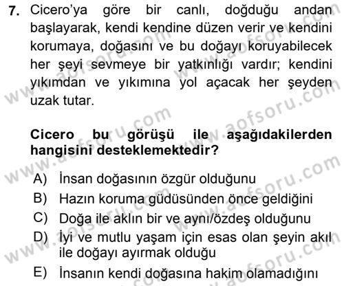 Etik Dersi 2018 - 2019 Yılı Yaz Okulu Sınav Soruları 7. Soru