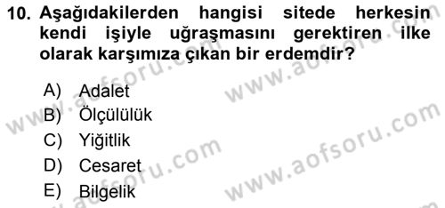Etik Dersi Ara Sınavı Deneme Sınav Soruları 10. Soru