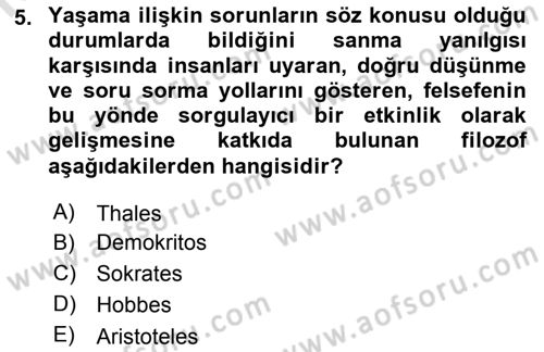 Etik Dersi 2019 - 2020 Yılı (Vize) Ara Sınav Soruları 5. Soru