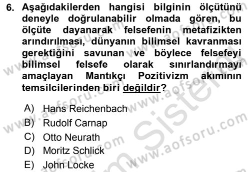 Etik Dersi Ara Sınavı Deneme Sınav Soruları 6. Soru