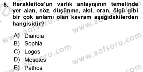 Etik Dersi Ara Sınavı Deneme Sınav Soruları 8. Soru
