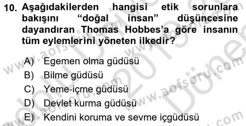 Etik Dersi 2019 - 2020 Yılı (Final) Dönem Sonu Sınav Soruları 10. Soru