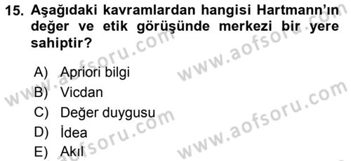 Etik Dersi 2019 - 2020 Yılı (Final) Dönem Sonu Sınav Soruları 15. Soru