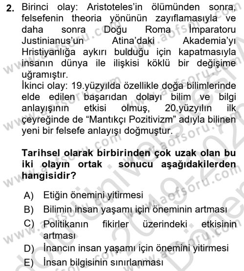 Etik Dersi 2019 - 2020 Yılı (Final) Dönem Sonu Sınav Soruları 2. Soru