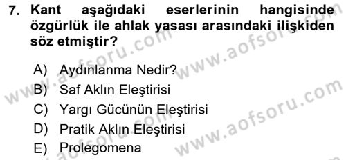 Etik Dersi 2019 - 2020 Yılı (Final) Dönem Sonu Sınav Soruları 7. Soru