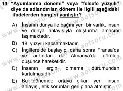 Etik Dersi 2020 - 2021 Yılı Yaz Okulu Sınav Soruları 19. Soru