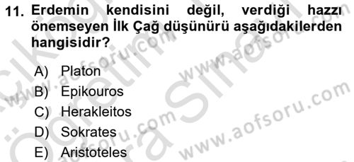 Etik Dersi Ara Sınavı Deneme Sınav Soruları 11. Soru