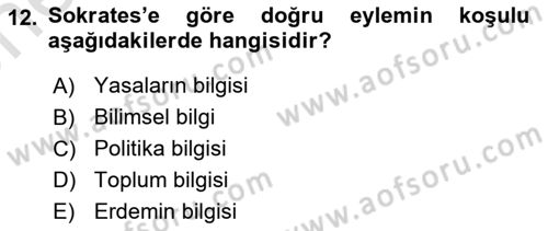 Etik Dersi 2021 - 2022 Yılı (Vize) Ara Sınav Soruları 12. Soru