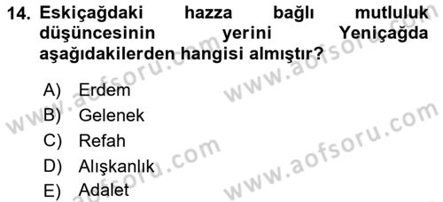Etik Dersi 2021 - 2022 Yılı (Vize) Ara Sınav Soruları 14. Soru