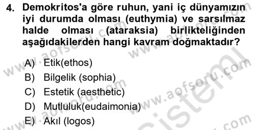 Etik Dersi Ara Sınavı Deneme Sınav Soruları 4. Soru