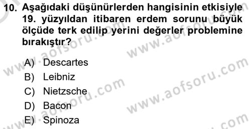 Etik Dersi 2021 - 2022 Yılı Yaz Okulu Sınav Soruları 10. Soru