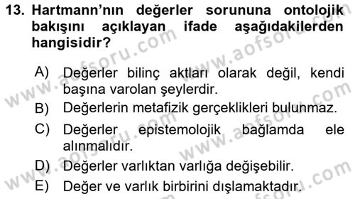 Etik Dersi 2021 - 2022 Yılı Yaz Okulu Sınav Soruları 13. Soru