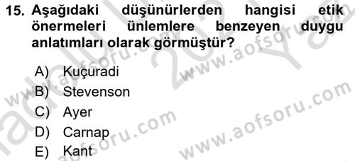 Etik Dersi 2021 - 2022 Yılı Yaz Okulu Sınav Soruları 15. Soru