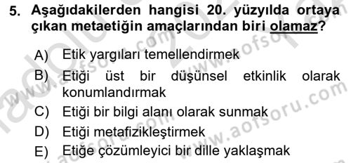Etik Dersi 2021 - 2022 Yılı Yaz Okulu Sınav Soruları 5. Soru