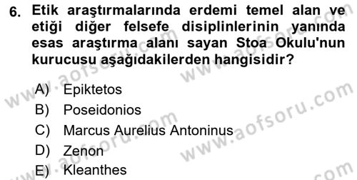 Etik Dersi 2021 - 2022 Yılı Yaz Okulu Sınav Soruları 6. Soru
