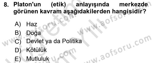 Etik Dersi 2021 - 2022 Yılı Yaz Okulu Sınav Soruları 8. Soru