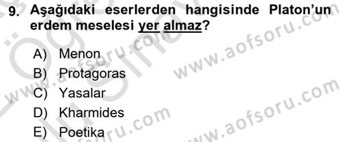 Etik Dersi 2021 - 2022 Yılı Yaz Okulu Sınav Soruları 9. Soru