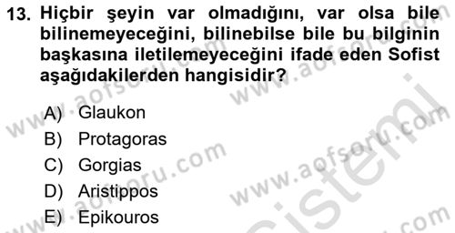 Etik Dersi Ara Sınavı Deneme Sınav Soruları 13. Soru