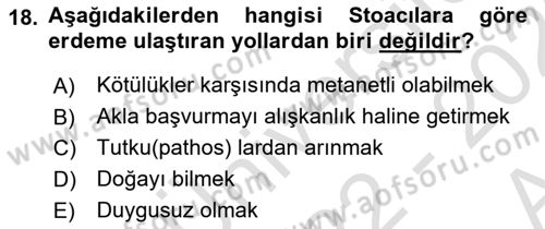 Etik Dersi 2022 - 2023 Yılı (Vize) Ara Sınav Soruları 18. Soru
