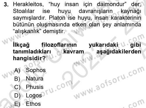 Etik Dersi 2022 - 2023 Yılı (Vize) Ara Sınav Soruları 3. Soru