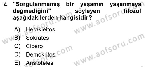 Etik Dersi 2022 - 2023 Yılı (Vize) Ara Sınav Soruları 4. Soru
