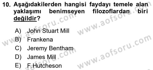 Etik Dersi 2022 - 2023 Yılı Yaz Okulu Sınav Soruları 10. Soru