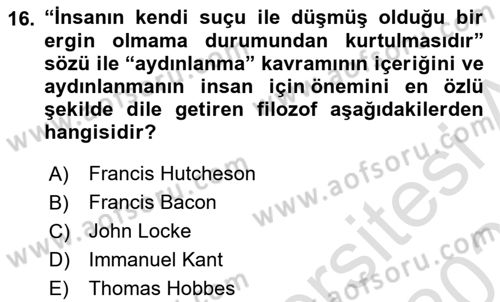Etik Dersi 2022 - 2023 Yılı Yaz Okulu Sınav Soruları 16. Soru