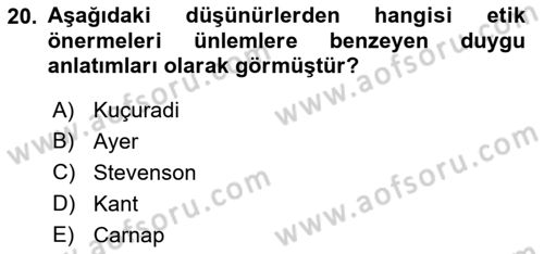 Etik Dersi 2022 - 2023 Yılı Yaz Okulu Sınav Soruları 20. Soru
