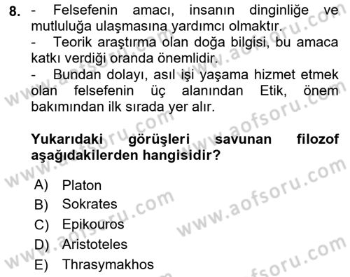 Etik Dersi 2022 - 2023 Yılı Yaz Okulu Sınav Soruları 8. Soru