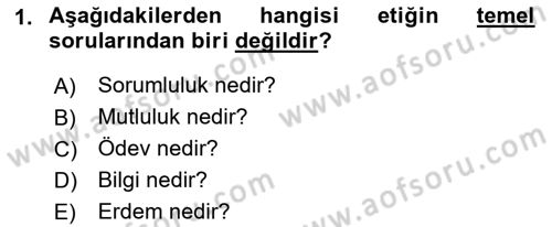 Etik Dersi 2023 - 2024 Yılı (Vize) Ara Sınav Soruları 1. Soru