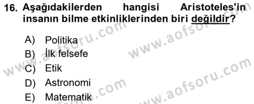 Etik Dersi Ara Sınavı Deneme Sınav Soruları 16. Soru